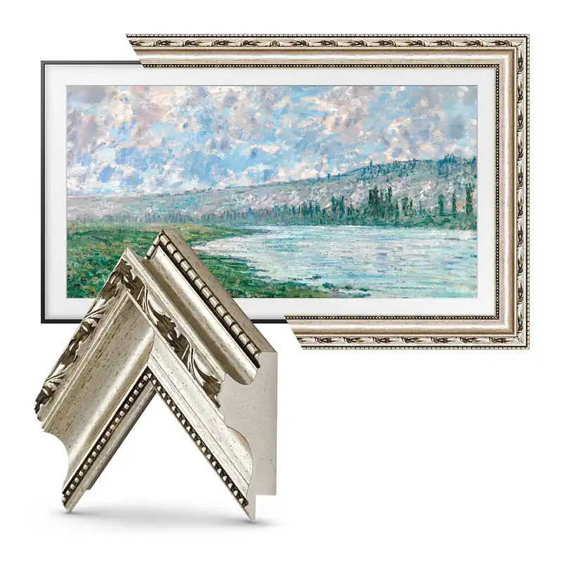 Cheap Deco TV Frames 50" Frame For Samsung The Frame TV 2021-2025 (Ornate Silver)