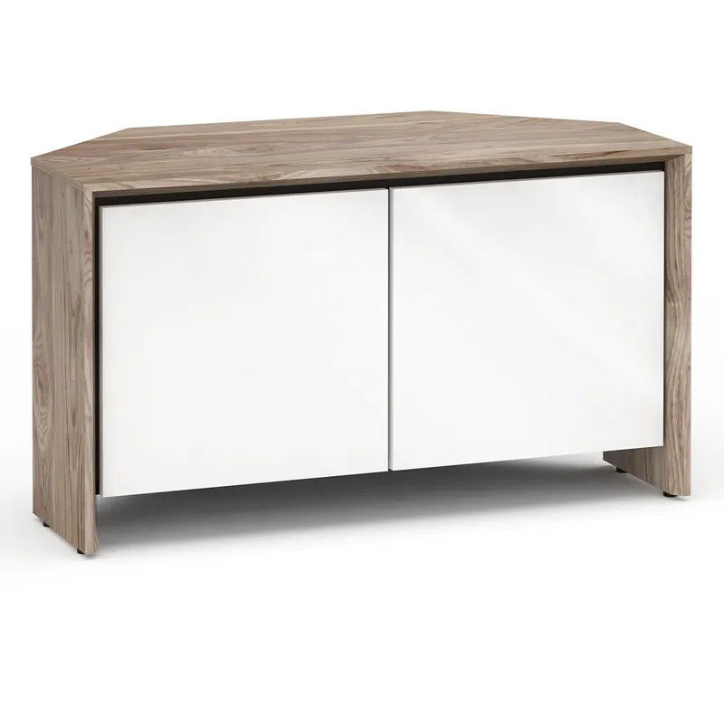 Last Chance Salamander Designs Chameleon Collection Barcelona 221 Twin Corner Cabinet (Natural Walnut with Gloss White Doors)
