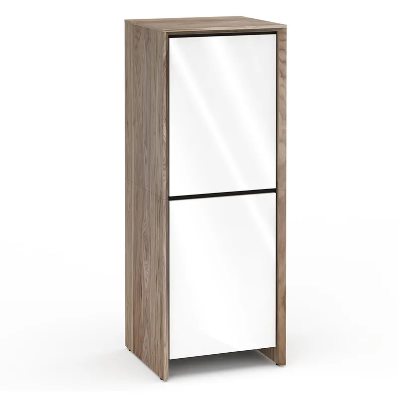 No Minimum Order Salamander Designs Chameleon Collection Barcelona 617 Single Audio Cabinet (Natural Walnut with Gloss White Doors)