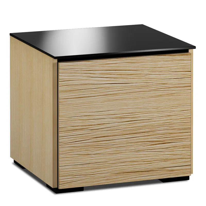 Weekend Sale Salamander Designs Chameleon Collection Denver 217 AV Cabinet (Deep Textured Natural Oak with Black Glass Top)