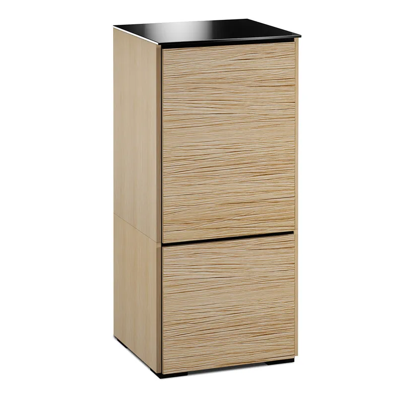 Must Have Salamander Designs Chameleon Collection Denver 517 Single AV Cabinet (Deep Textured Natural Oak with Black Glass Top)