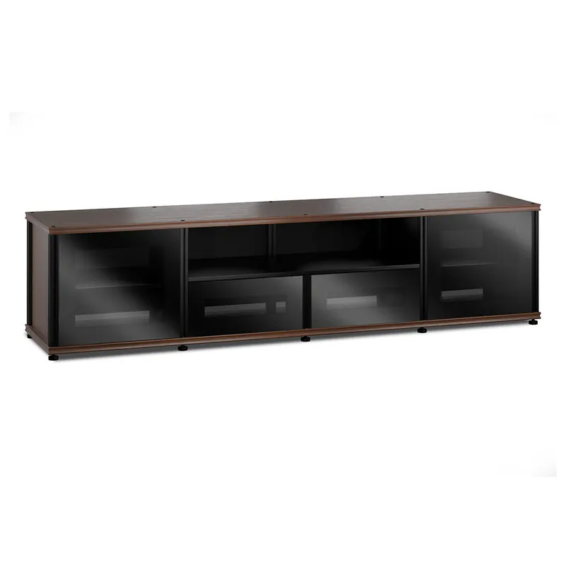 Salamander Designs Synergy 243 Quad AV Cabinet (Dark Walnut with Black Glass Doors & Black Posts) Genuine