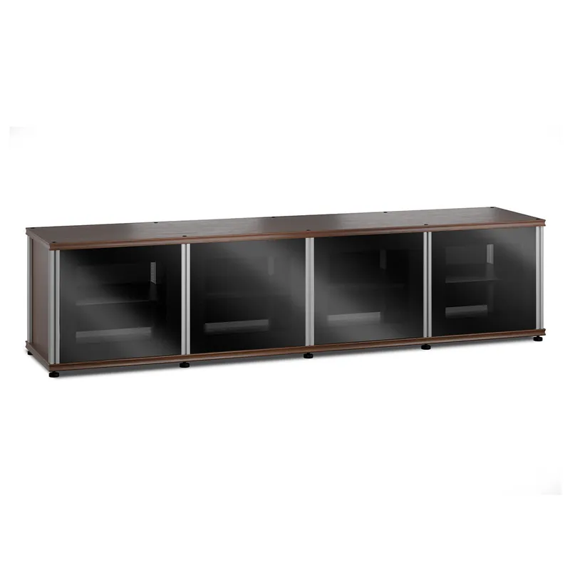 Last Chance Salamander Designs Synergy 247 Quad AV Cabinet (Walnut with Black Glass Doors & Aluminum Posts)
