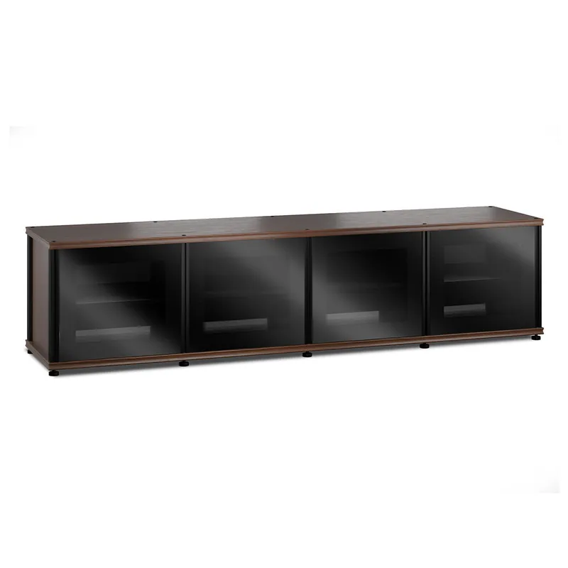 Salamander Designs Synergy 247 Quad AV Cabinet (Walnut with Black Glass Doors & Black Posts) High Quality