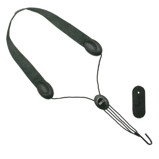 Rico Clarinet Strap - Black with Leather Thumb Hook Attachment Deal