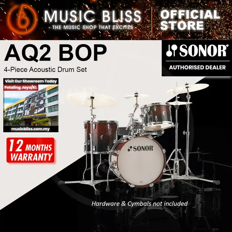 One Day Deal Sonor AQ2 BOP 4-Piece Acoustic Drum Set - 18 Inch Bass Drum - Brown Fade