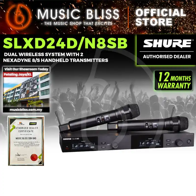 Shure SLXD24D/N8SB Dual Wireless System With 2 Nexadyne 8/S Handheld Transmitters Buy Direct