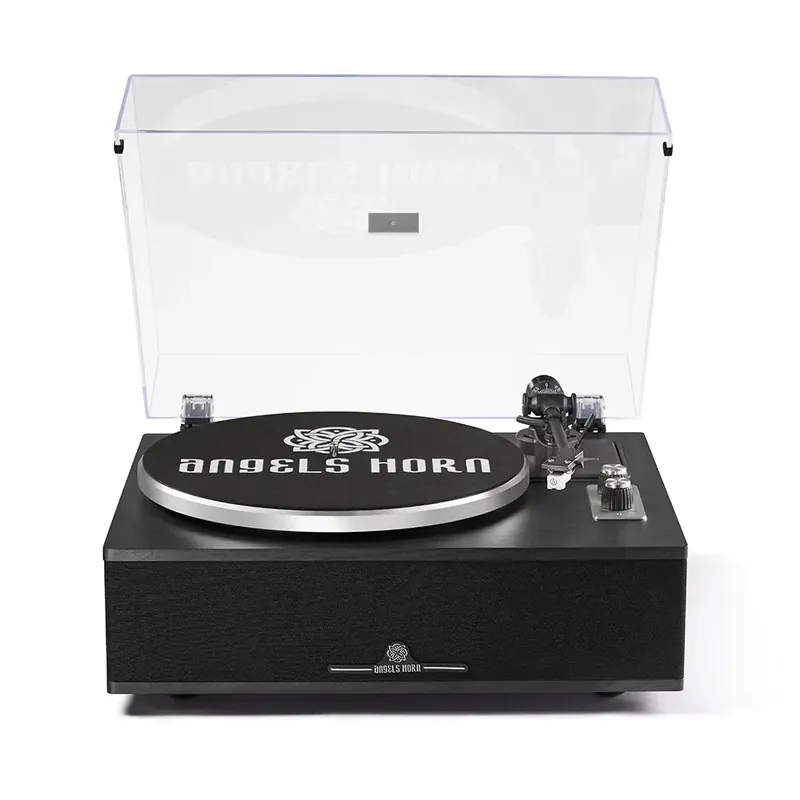 Get Yours Angels Horn H019 Hi-Fi Bluetooth Turntable with Built-in Speakers (Black) AT3600L Catridge, Best Value Buy Beginner Turntable Vinyl Record Player with built-in speakers