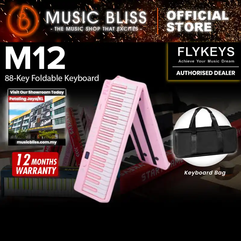Fresh Stock Flykeys M12 88-key PIano Keyboard & Rechargeable, Basic Package (M-12) - Pink