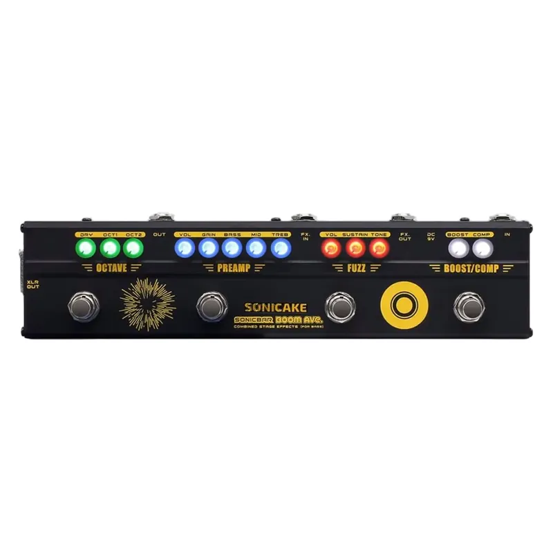 Secure Checkout Sonicake QCE-40 Boom Ave. Brasil Bass Preamp DI Box Multi Effects Compressor Boost Fuzz Octave Pedal with FX Loop (QCE40)