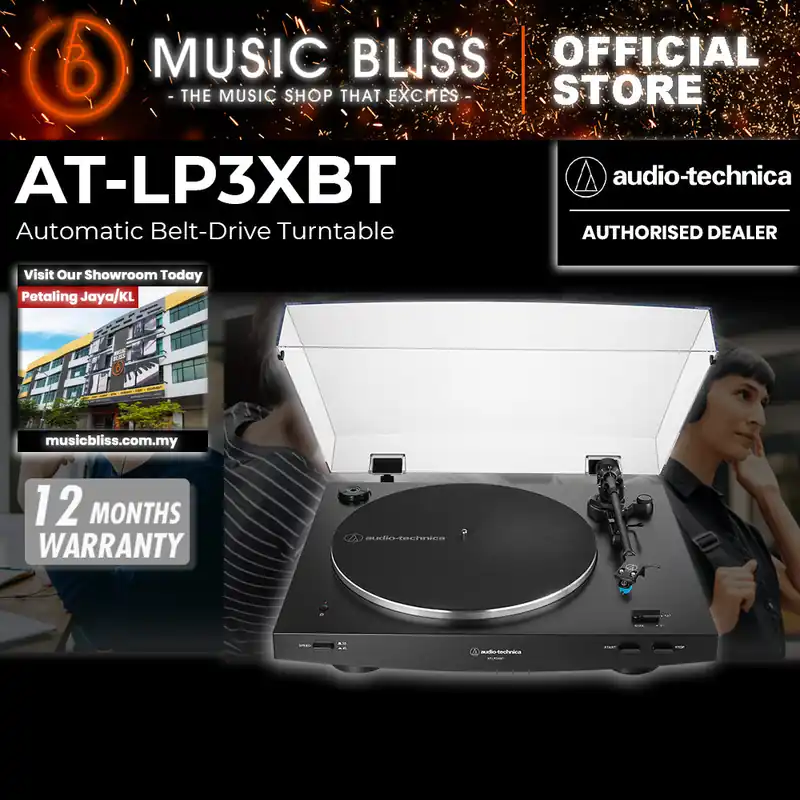 Professional Grade Audio-Technica AT-LP3XBT-BK Fully Automatic Wireless Belt-drive Turntable - Black