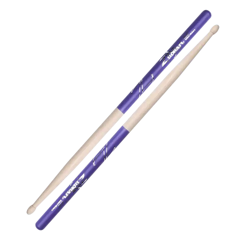 Certified Zildjian Hickory Dip Series Drumsticks - 5B - Wood Tip - Purple