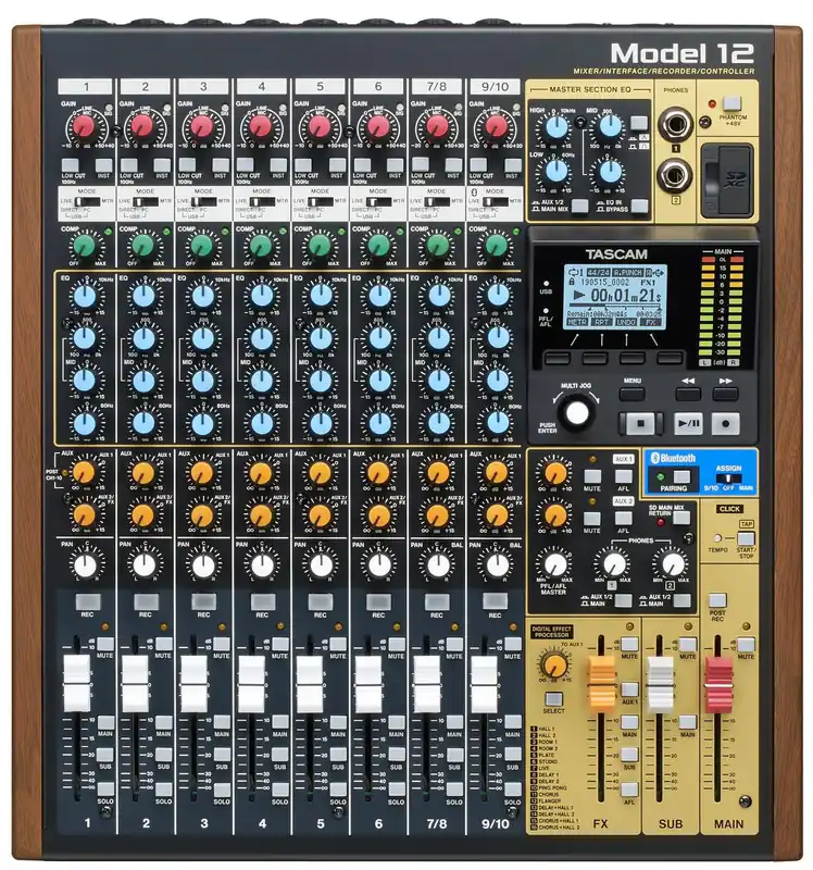 Secure Checkout TASCAM Model 12 12-Track Digital Recording Mixer With DAW Controller & Audio Interface