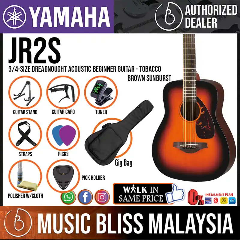 Professional Grade Yamaha JR2S 3/4-size Dreadnought Acoustic Beginner Guitar for 8-12 years old