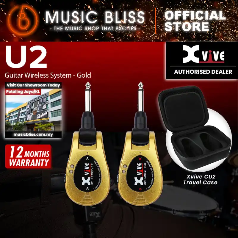 Xvive U2 2.4Ghz Digital Wireless Guitar System - Gold Same Day Shipping