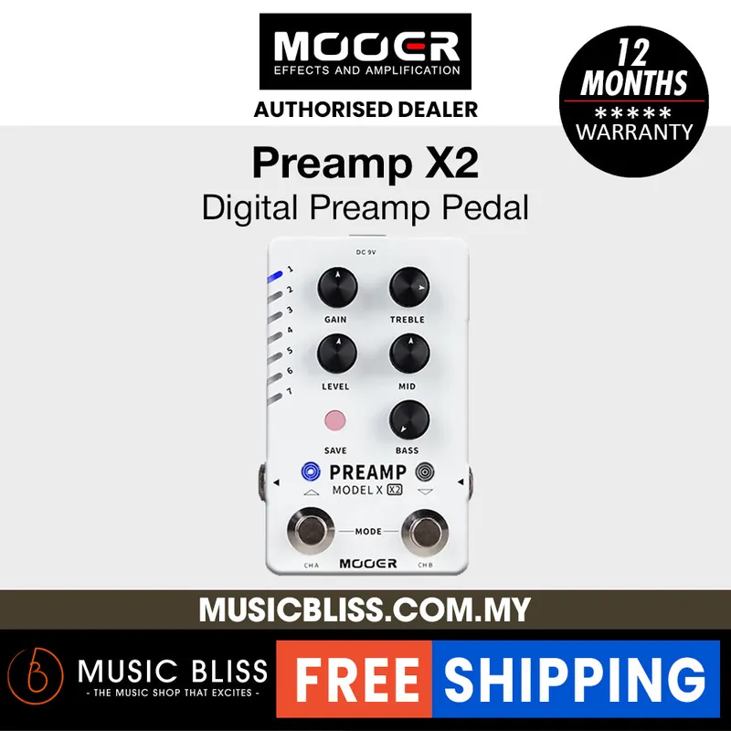 Same Day Shipping Mooer Preamp Model X2 Digital Effects Pedal
