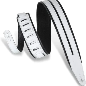 Levy's MG317DRS Garment Leather Guitar Strap - Black/White Special Discount