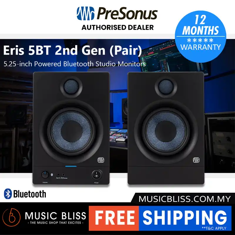 PreSonus Eris 5BT (2nd Generation) 5.25-inch Powered Bluetooth Studio Monitors - Pair Mega Sale