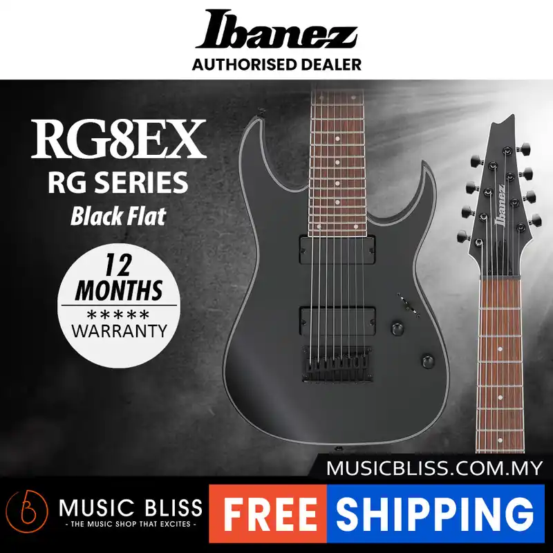 Fresh Stock Ibanez RG Standard RG8EX 8-String Electric Guitar - Black Flat