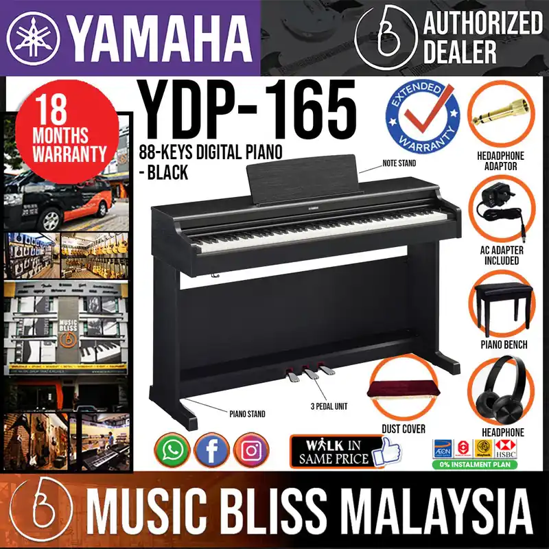 Yamaha Arius YDP-165 88-Keys Digital Piano with FREE Bench - Black Reduced Price