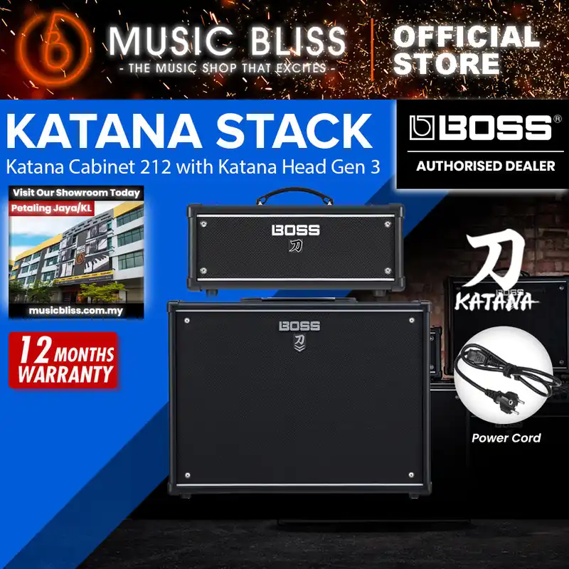 Boss Katana Stack - Katana Cabinet 212 150-watt 2x12" Cabinet with Katana Head Gen 3 100-watt Guitar Amplifier Head Fresh Stock