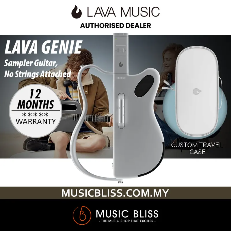 Free Shipping LAVA GENIE Sampler Guitar, No Strings Attached, Hundreds of Instrument Presets, Onboard Speaker, Foldable, Detachable - White
