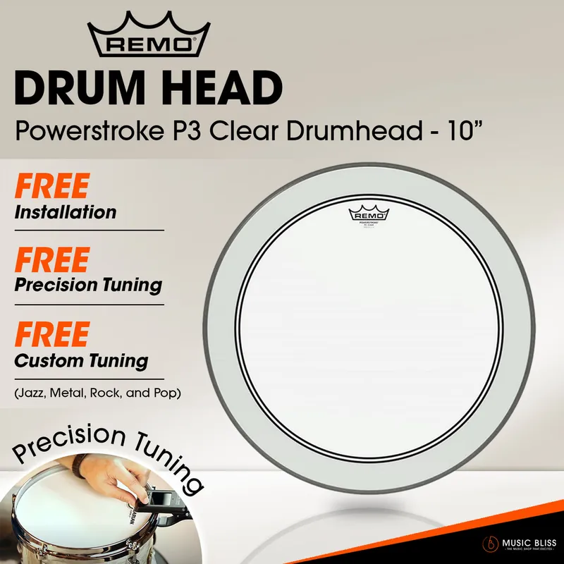 Free Delivery Remo Powerstroke P3 Clear Drumhead - 10" [Free In-Store Installation]