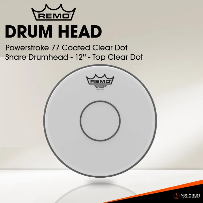 Don’t Miss Out Remo Powerstroke 77 Coated Clear Dot Snare Drumhead - 12'' - Top Clear Dot