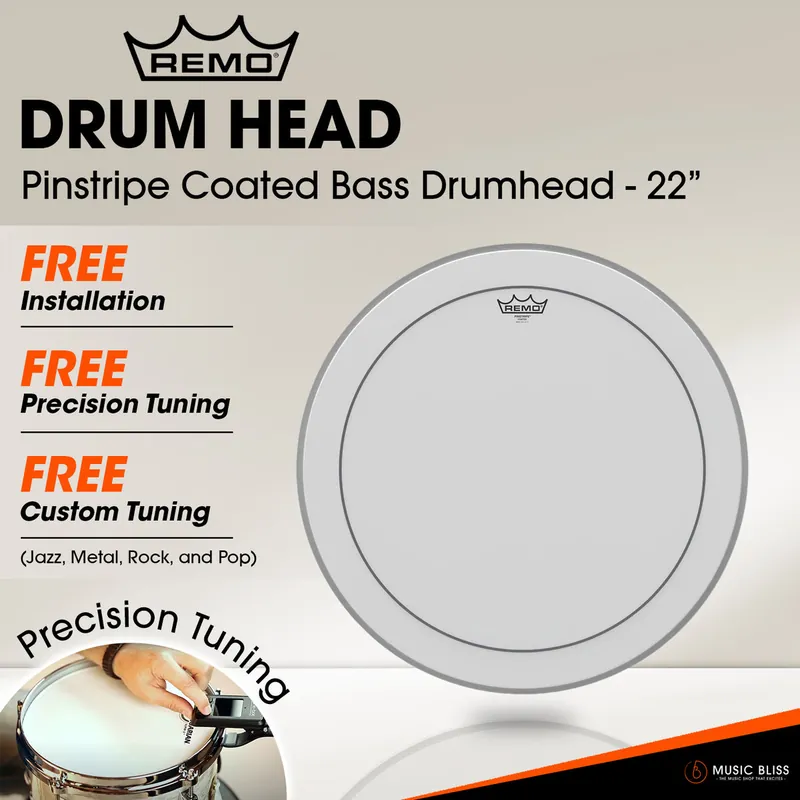 New Arrival Remo Pinstripe Coated Bass Drumhead - 22" [Free In-Store Installation]