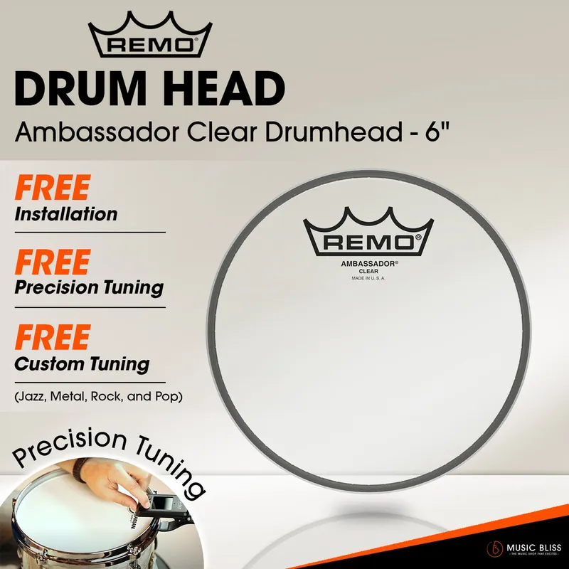 Remo Ambassador Clear Drumhead - 6" [Free In-Store Installation] Direct From Factory