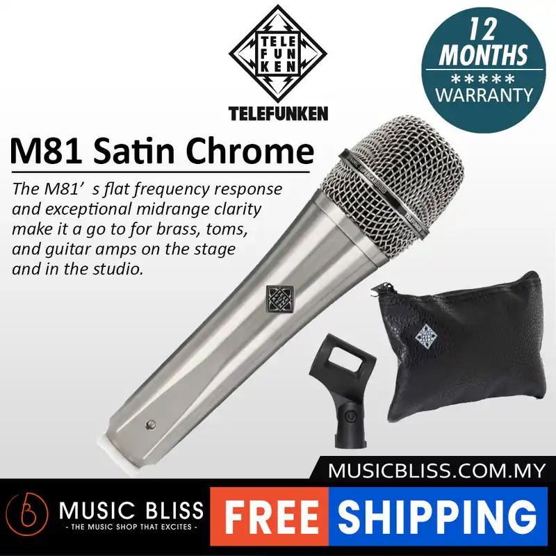 Best Choice Telefunken M81 Supercardioid Dynamic Handheld Vocal Microphone - Satin Chrome