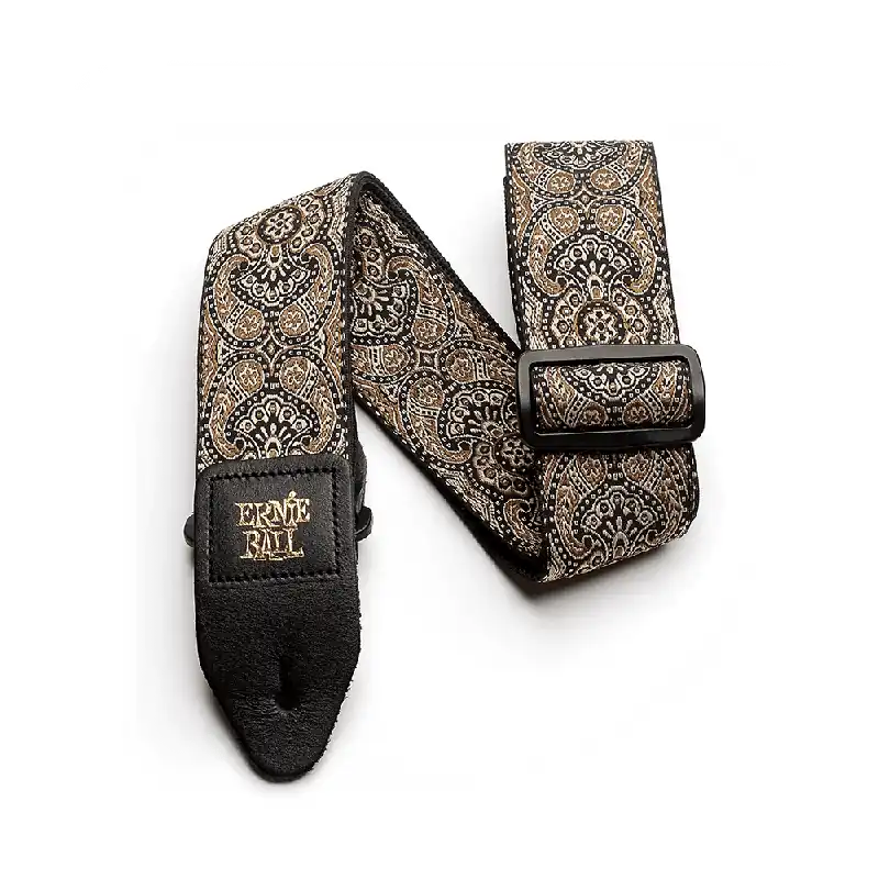 Ernie Ball 4163 Jacquard Guitar Strap - Gold & Black Paisley Holiday Sale
