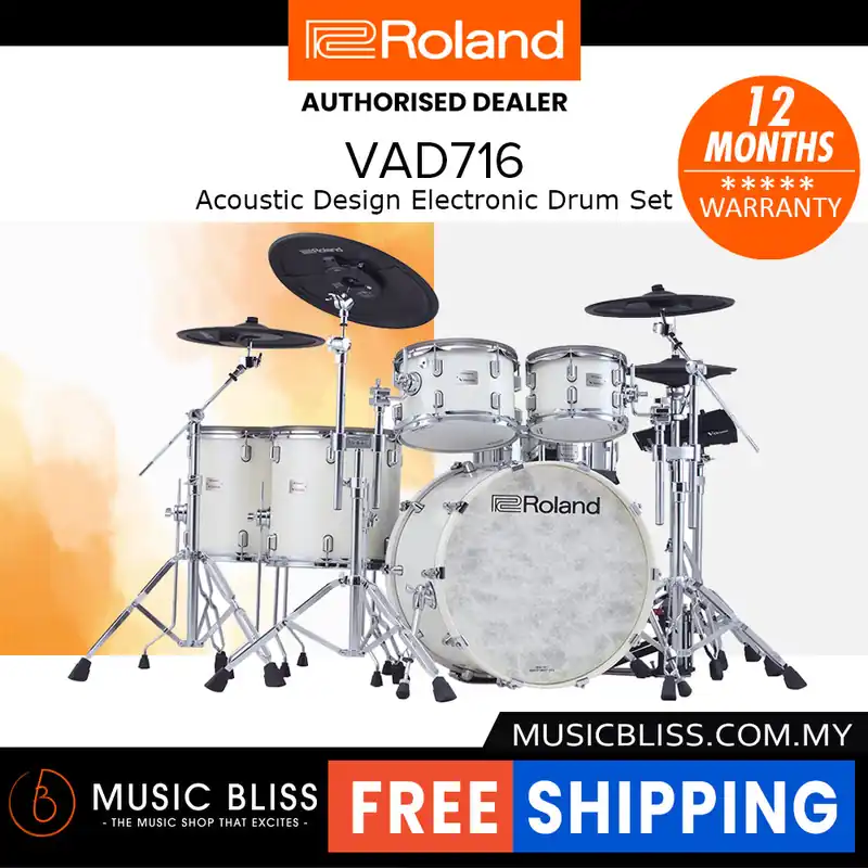 Crafted Roland VAD716 Electronic Drum Set - Polished White