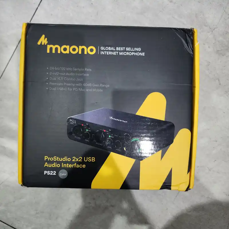 B STOCK (BS-236) MAONO PS22 Gray USB Audio interface for PC with 60 dB Pro-preamp, 24bit/192kHz, Dual USB interface for PC&Smartphone, Routing Software for Home Recording, Music Production, Guitar, Podcast, Streaming Must Have