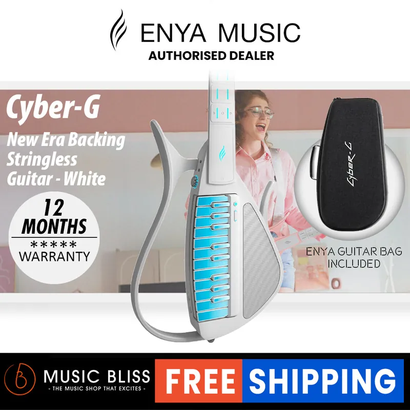 Enya Cyber-G Keyboard Model - New Era Backing Stringless Guitar - White Free Shipping