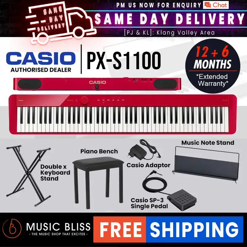 Casio PX-S1100 88-key Digital Piano with FREE Piano Bench - Red Top Pick