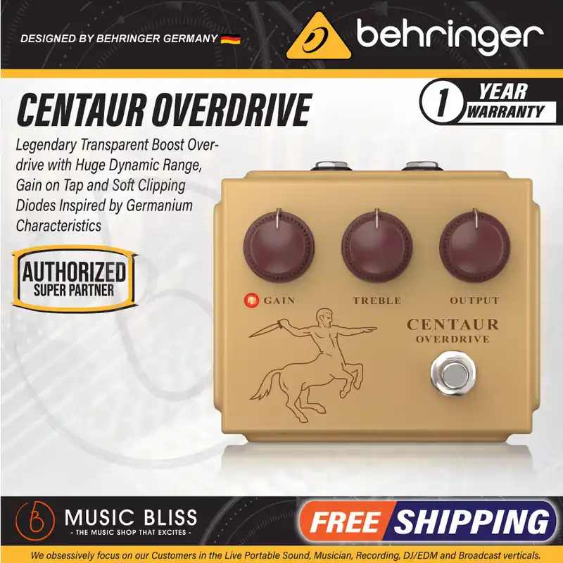 Behringer Centaur Overdrive Legendary Transparent Boost Overdrive Pedal Top Pick