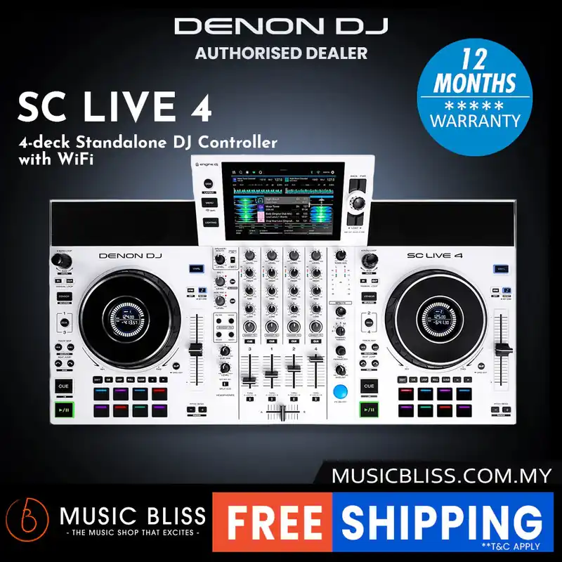 Direct From Manufacturer Denon DJ SC Live 4 Standalone DJ Controller - White