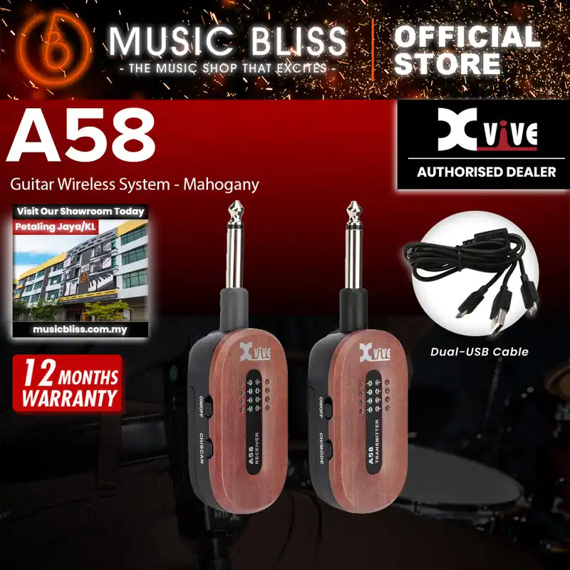Top Rated Xvive A58 5.8GHz Guitar Wireless System With 100 Feet Wireless Range [Hard Travel Case Included] - Mahogany