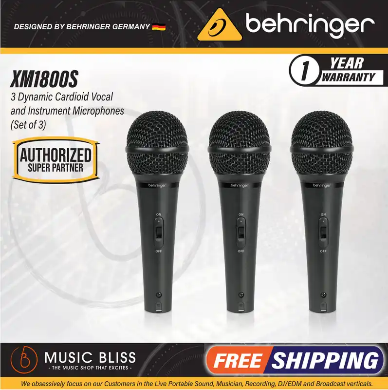 Wholesale Behringer XM1800S (3-Pack) Dynamic Microphones with Carrying Case