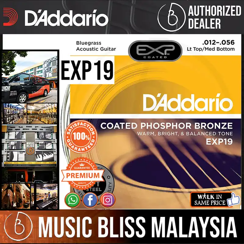 D'Addario EXP19 Coated Phosphor Bronze Bluegrass Acoustic Guitar Strings Markdown