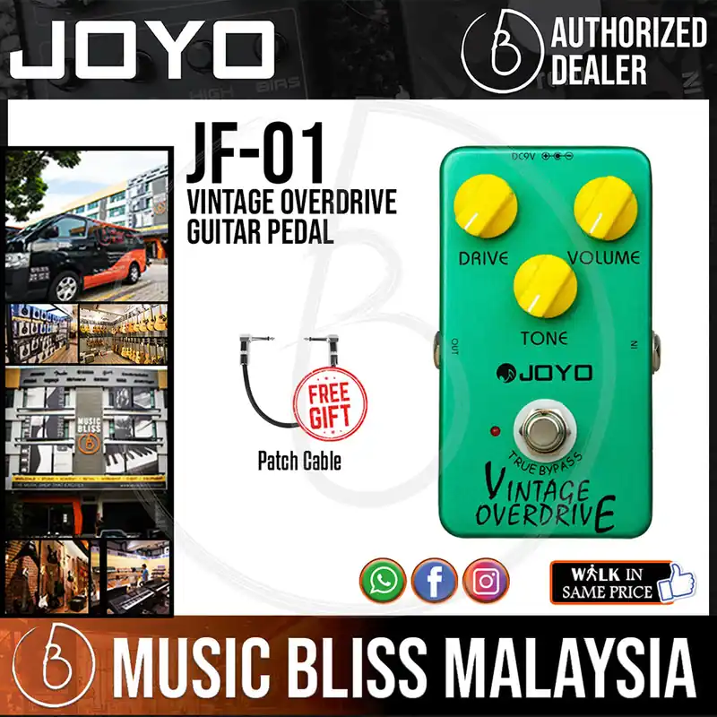 Affordable Joyo JF-01 Vintage Overdrive Effects Pedal with Free Patch Cable