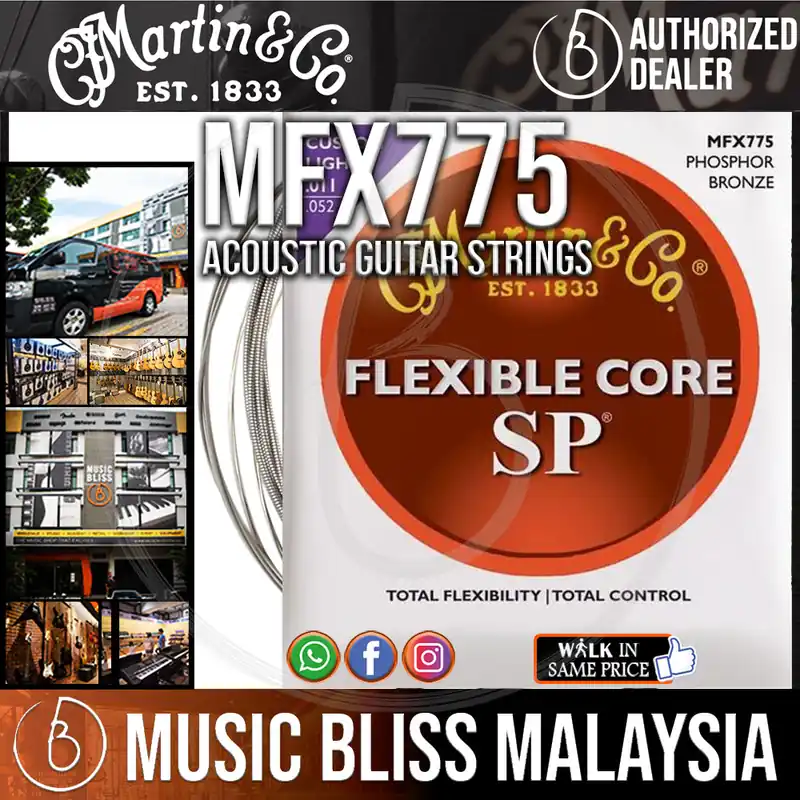 Martin MFX775 Flexible Core Phosphor Bronze Custom Light Acoustic Strings Clearance