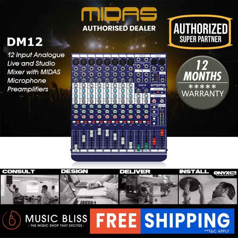 Next Day Delivery Midas DDA DM12 12-channel Mixer with Midas Microphone Preamplifiers