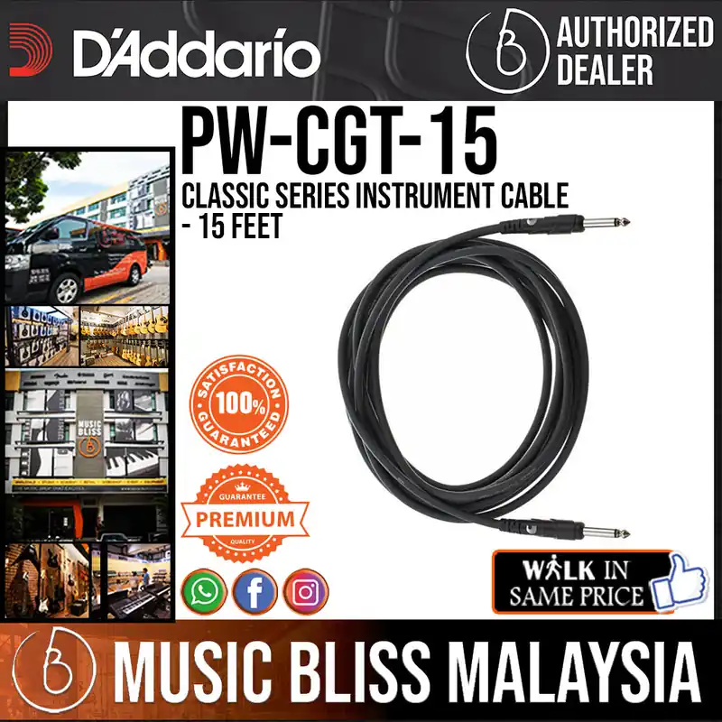 Get Yours D'Addario PW-CGT-15 Classic Series Instrument Cable - 15 feet