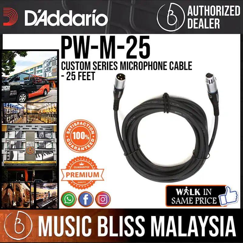 D'Addario PW-M-25 Custom Series Microphone Cable - 25 feet Modern