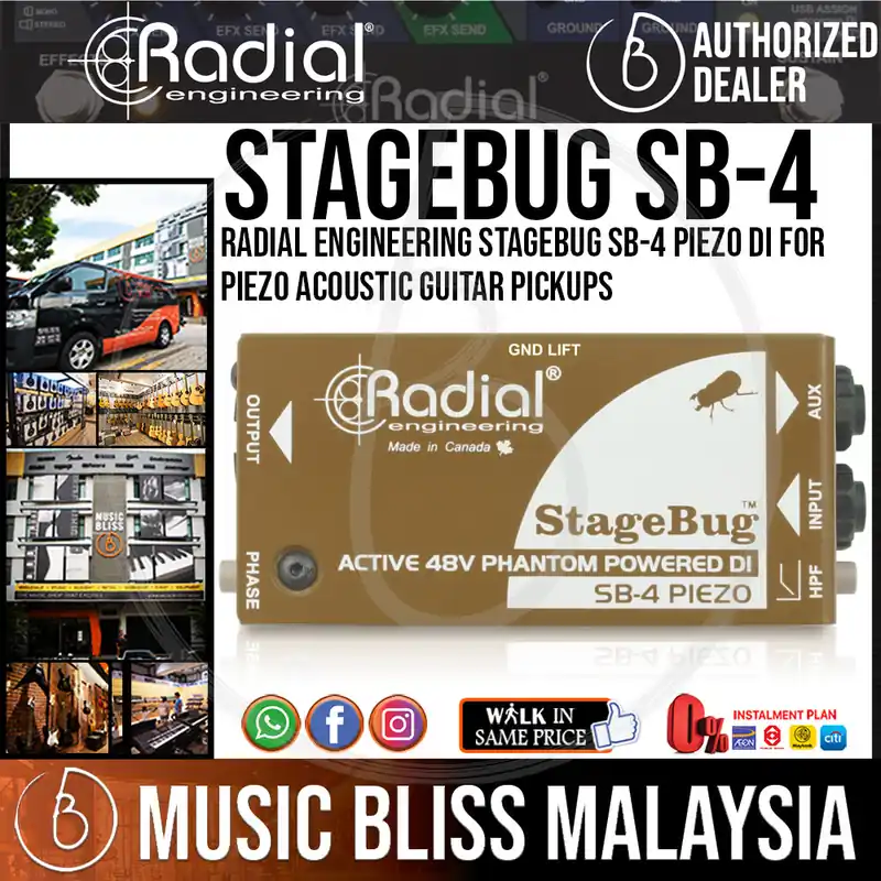 Radial Engineering StageBug SB-4 Piezo DI For Piezo Acoustic Guitar Pickups Brand New