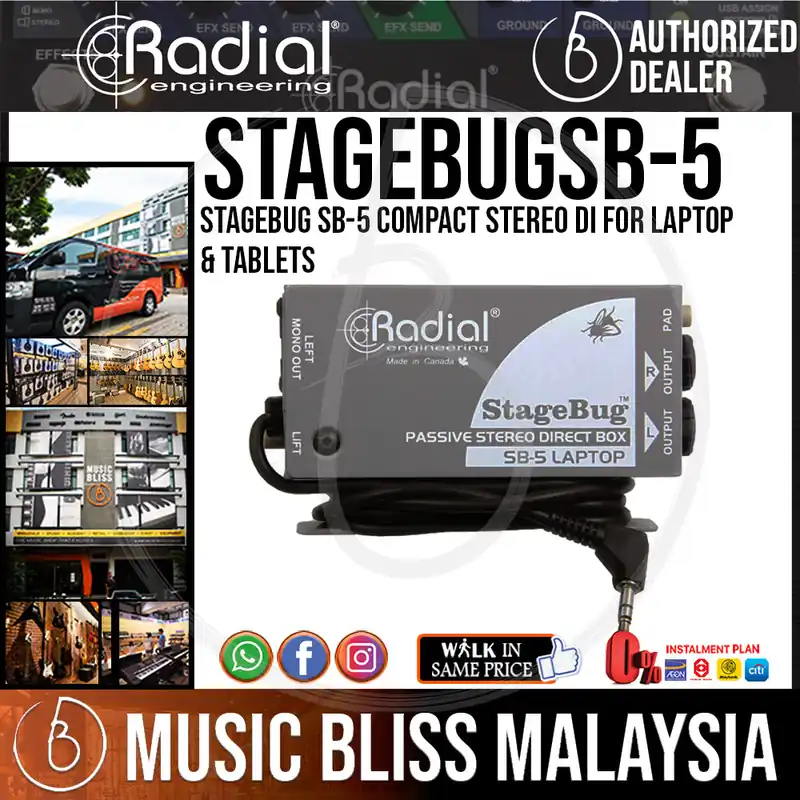Radial Engineering StageBug SB-5 Compact Stereo DI For Laptop & Tablets Price Cut