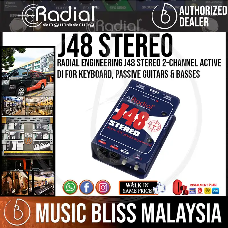 Radial Engineering J48 Stereo 2-channel Active DI for Keyboard, Passive Guitars & Basses Fan Favorite