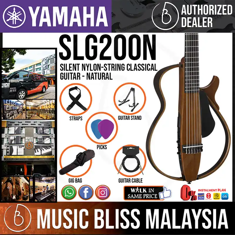 Yamaha SLG200N Silent Guitar Package, Nylon-string - Natural Affordable